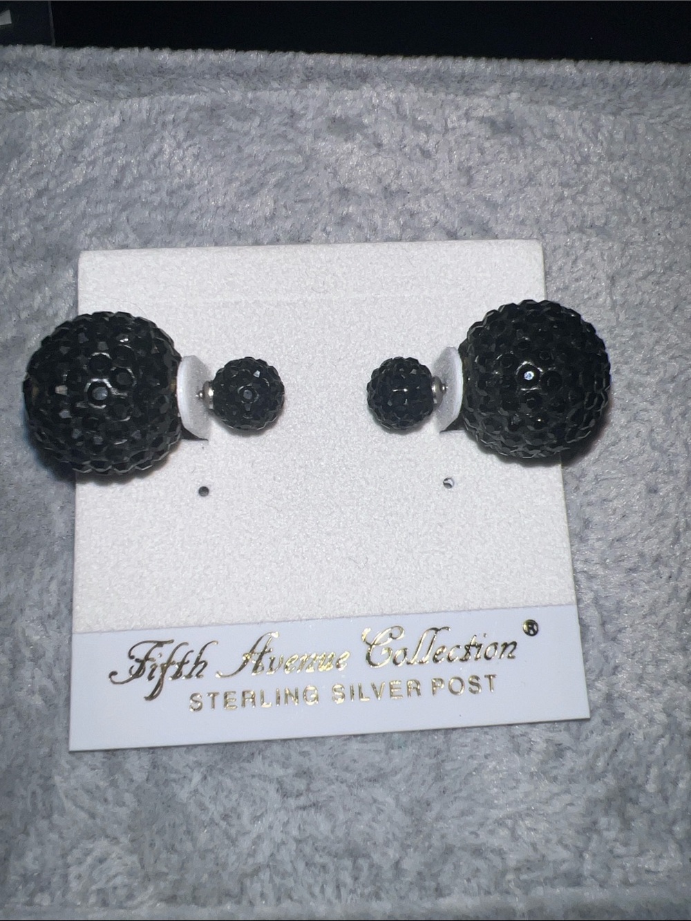 Fifth Avenue Collection Black Crystal Double-Sided Stud Earrings